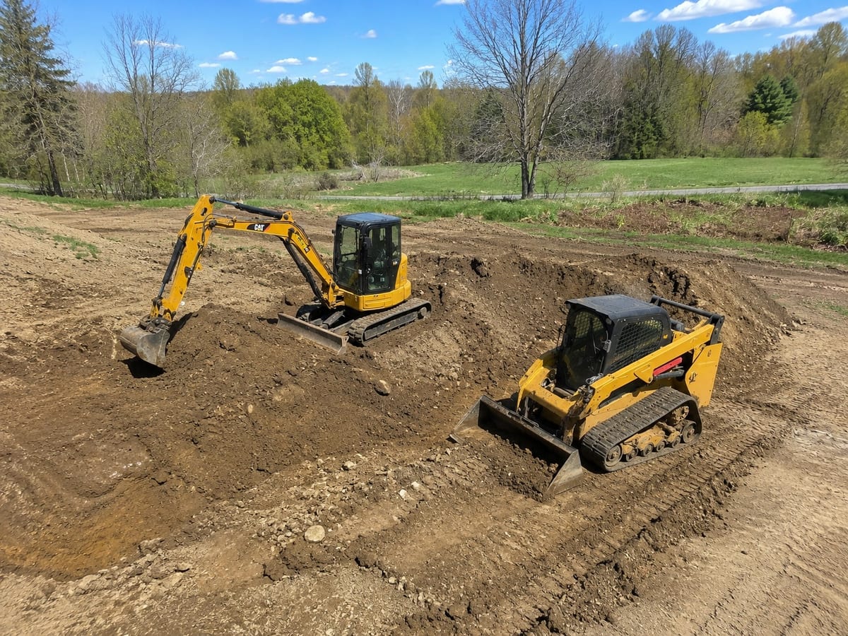 Pittsburgh excavation contractors shaping a graded building pad